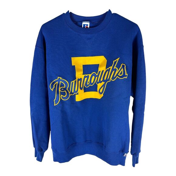 Vintage Burroughs Russell Blue And Gold Variety Style Pull Over Sweatshirt Sz XL - Picture 1 of 3